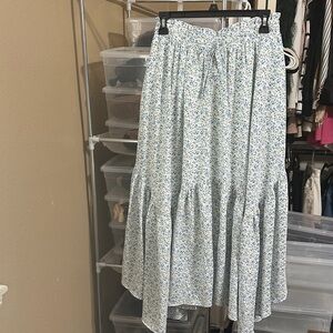 Elegant Floral Maxi Skirt in Blue